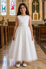 Cinderella Girls Size 10 White First Communion Flower Girl Formal Dress