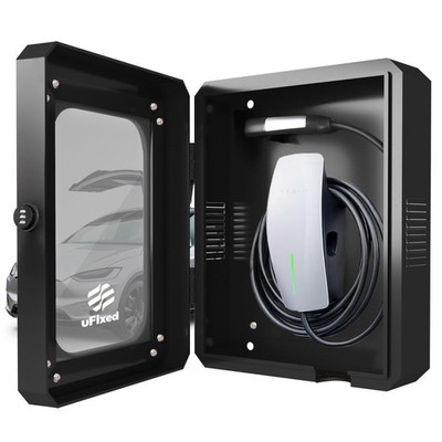 Ufixed Outdoor EV Charger Enclosure Wall Box with Lock for Tesla & Others, Black
