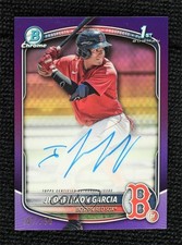 2025 Bowman Chrome Prospect Purple Refractor 107/250 Jhostynxon Garcia Auto 1v3
