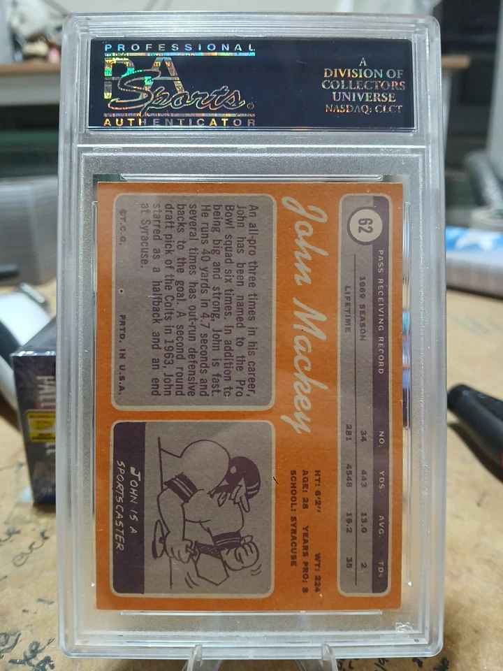 1970 Topps JOHN MACKEY #62 NM Graded PSA 6 - Image 2 of 2
