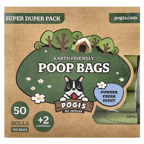 Earth Friendly Poop Bags, Super Duper Pack, Powder Fresh, 50 Rolls, 750 Bags, 2
