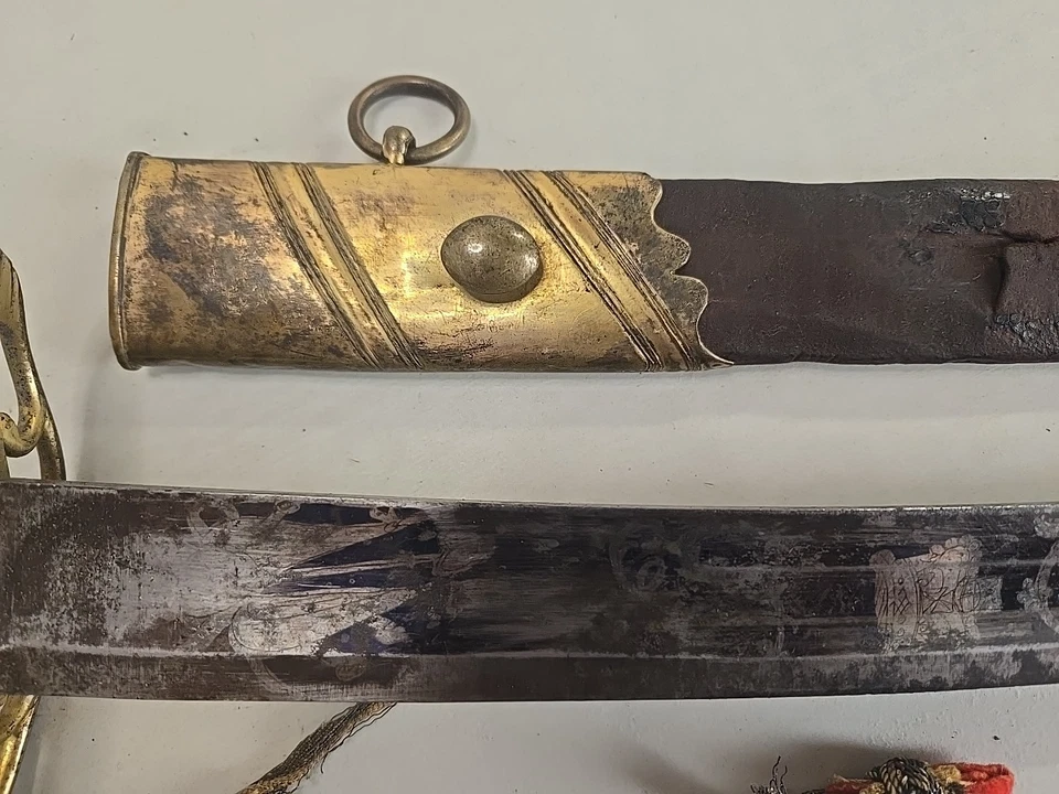 Napoleonic Wars British Pattern 1803 Infantry Officers Sword w/Scabbard - Etched - Image 2 of 4