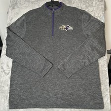 Baltimore Ravens NFL Mens 1/4 Zip Majestic Sweater Pullover Gray Therma Base 2XL
