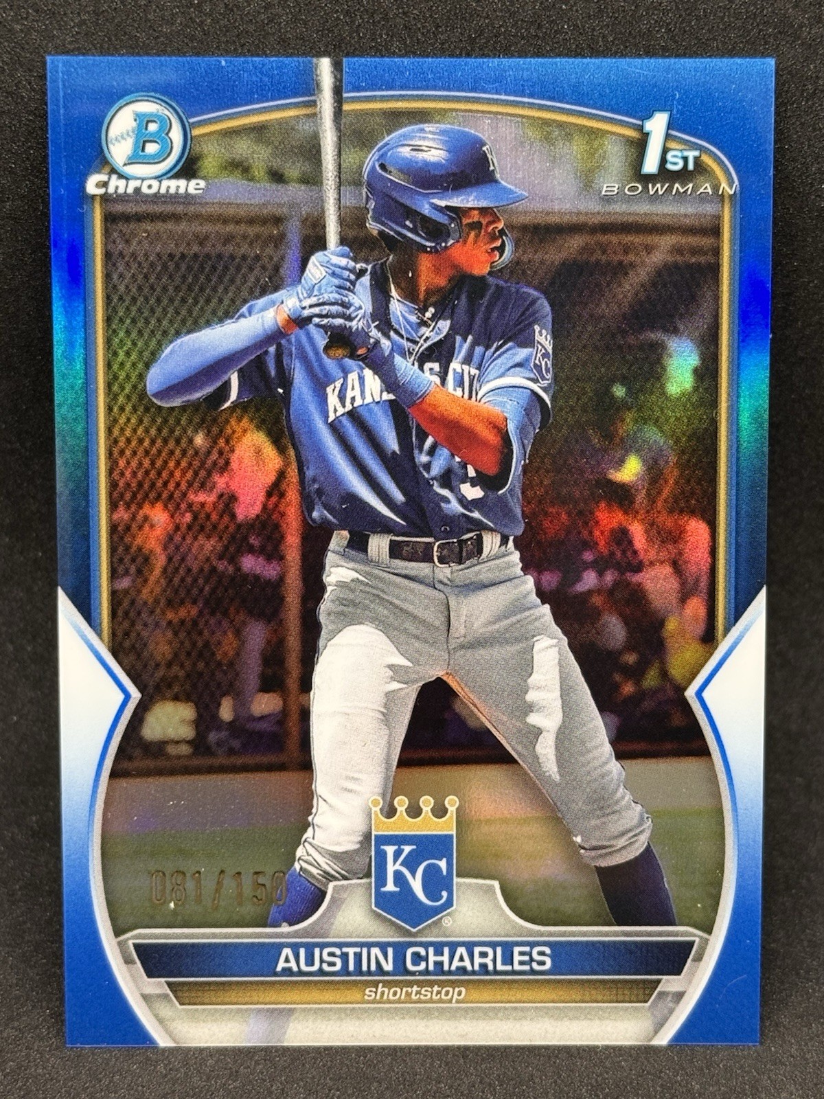 Austin Charles 2023 Bowman Chrome 1st #BCP-17 Blue Refractor /150 - Royals