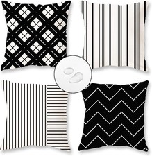 TAJWE Outdoor Waterproof Pillow Covers 16x16 Set 16 x 16 Pack of 4 , Black