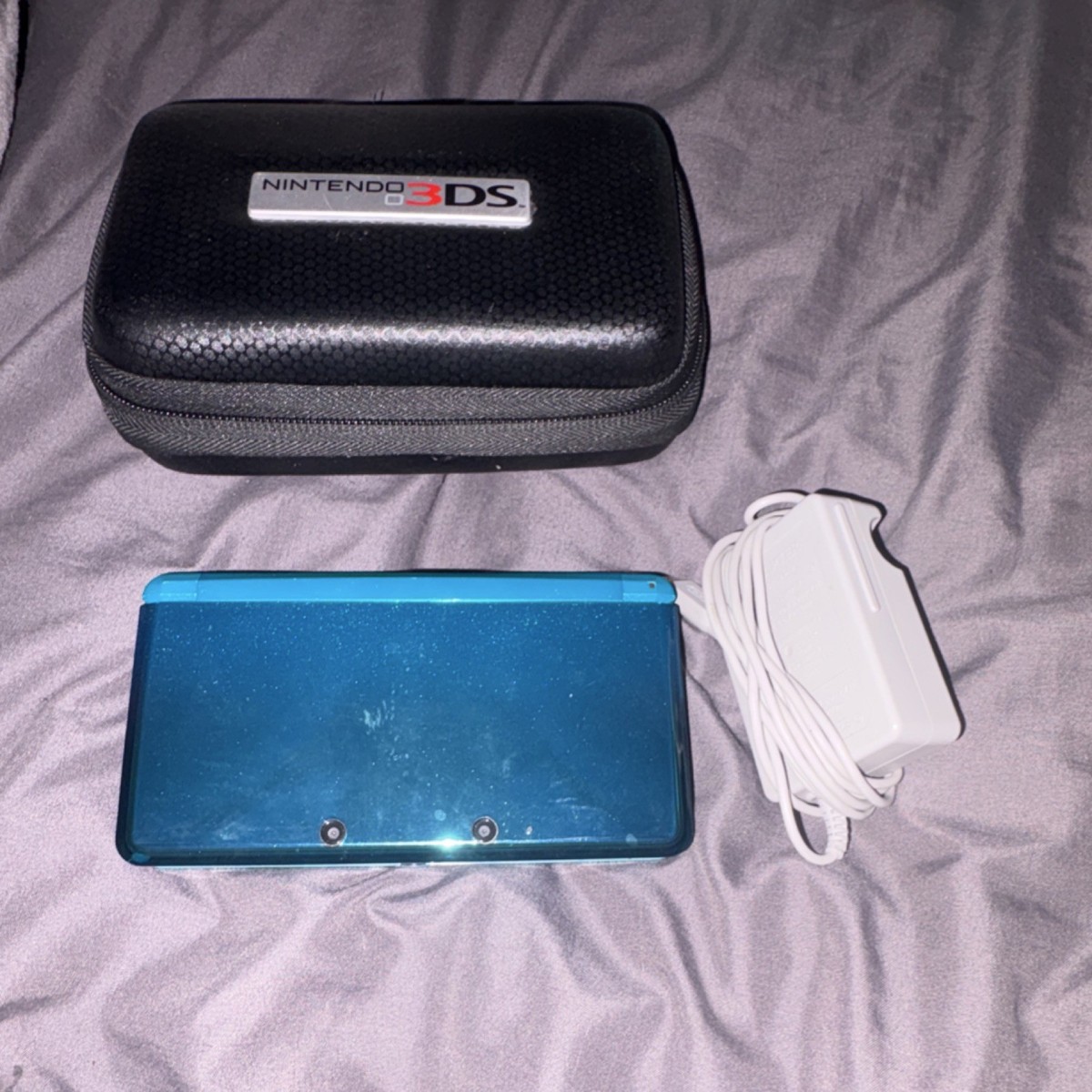 Nintendo 3DS aqua blue 4gb charger carrying case | eBay