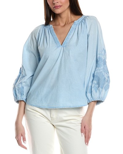 Velvet By Graham & Spencer Embroidered Balloon Sleeve Blouse Women's