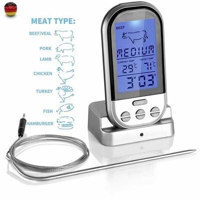 Grillthermometer Digital Bratenthermometer BBQ Smoker Fleischthermometer Fühler
