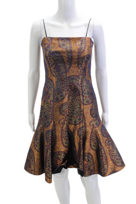 David Meister Women Fit & Flare Paisley Black Sleeveless Dress Size 2