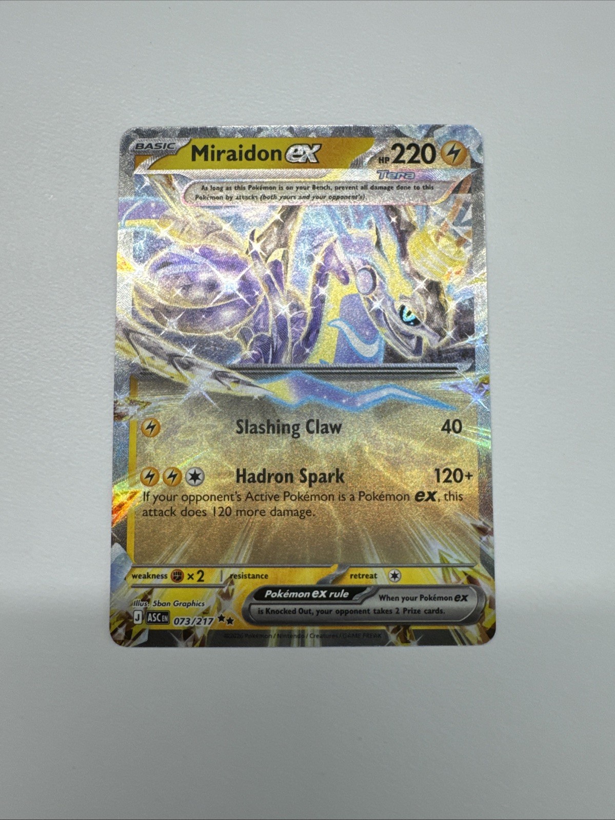 Pokemon Miraidon Ex 073/217 Mega Evolutions Ascended Heroes Ready To ship