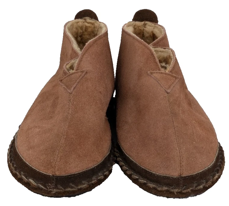 BASS slippers Mens Brown Suede Leather Ankle Faux Fur Plush Lined Cozy Size 12 - Image 4 of 4