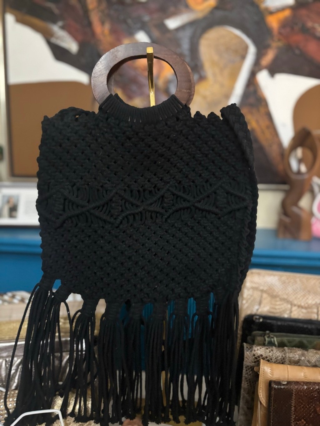 Danielle Nicole Black Macrame Crossbody Bag One S… - image 4