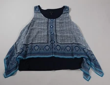 AB Studio Women's Blue Sleeveless Flowy Blouse Size L