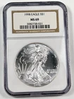 1998 $1 American Eagle NGC MS69 1 oz Silver .999 Fine Bullion Coin