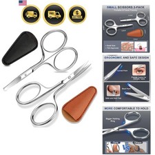 2Pack Small Eyebrow Scissors, Stainless Steel Nose Hair Trimming Scissors wit...