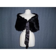 Black Faux Fur Wrap Stole shawl wedding cape Formal Evening dress Cape wrapstole
