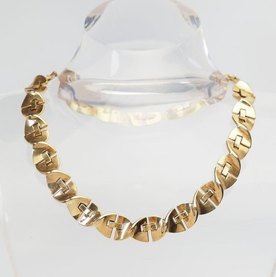 Vintage gold tone mid century modern link necklace by Trifari