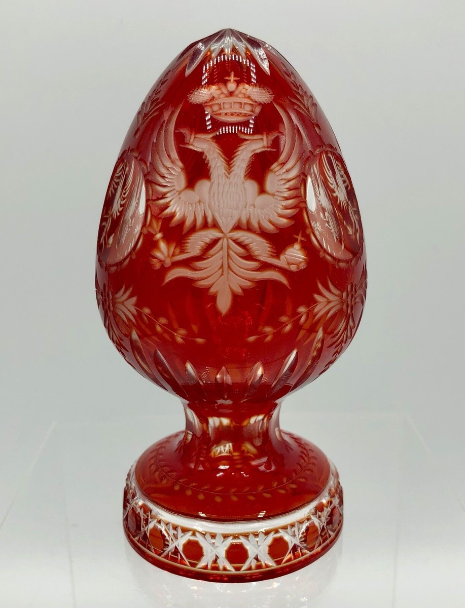 FABERGÉ クリスタル卵型彫刻ファベルジェ　FABERGE ガラス瓶 Faberge' Crystal Clear EGG Collectible - Signed, 2.25