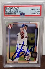 Steven Matz Signed Autographed 2015 Bowman BP124 Card PSA