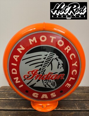 INDIAN MOTORCYCLE GAS Reproduction 13.5'' Gas Pump Globe - (Orange Body)