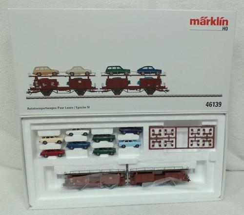 Marklin 46139 SPECIAAL Dubbelle autotransportwagenset Laaes met auto's kortkopp