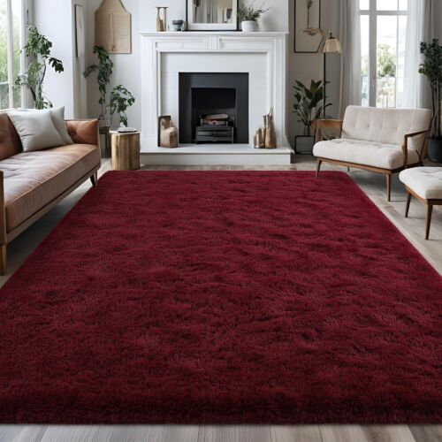 Rugs for Bedroom Living Room, 5x7 ft Burgundy Red Area Rug, Fluffy Soft Washa... - Picture 3 of 8