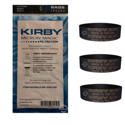 Original Kirby 9 Filtertüten / Filter + 3 Riemen (197394/301291)