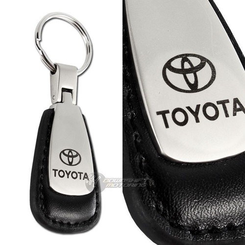 Genuine Toyota Red Teardrop Key Fob – Authentic Leather & Stainless Steel – Engravable Keychain Tag