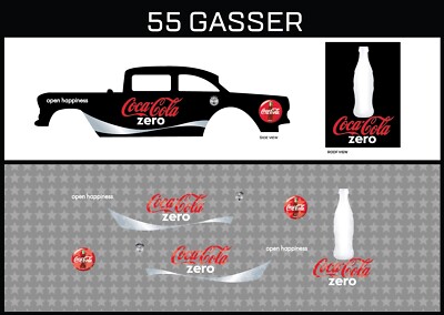 Hot Wheels(1/64),55 Gasser''Coca-Cola Zero'' Waterslide,Printed White First,Decals