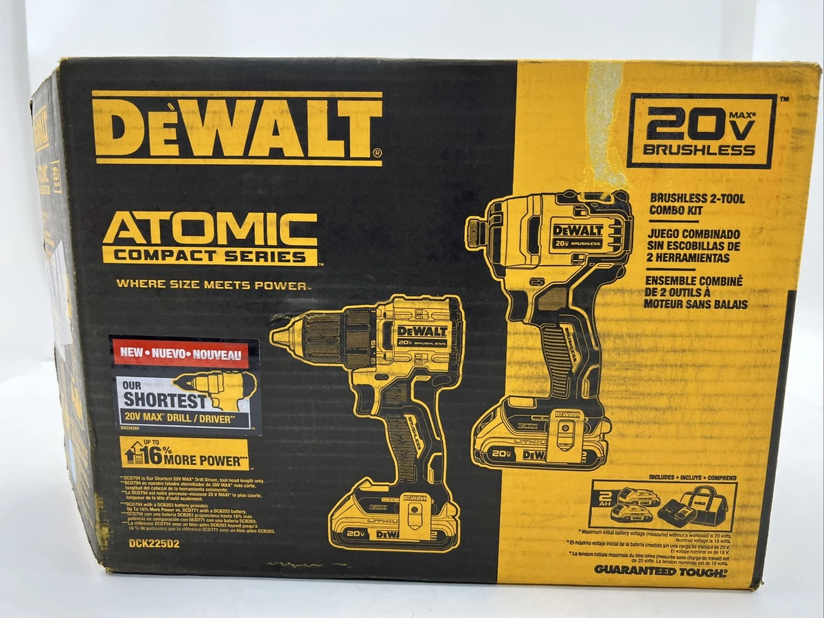 DEWALT Atomic Compact Series Drill Driver Impact set 2 2AH Batteries DCK225D2