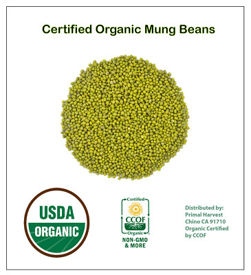 Whole dried Organic MUNG Beans 'Green Gram' 'Moong' Vegan non GMO Mash
