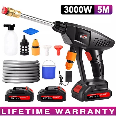 MARKENLOS 200Bar Akku Hochdruckreiniger +2 Akkus Auto Mobiler Druckreiniger Spritzpistole