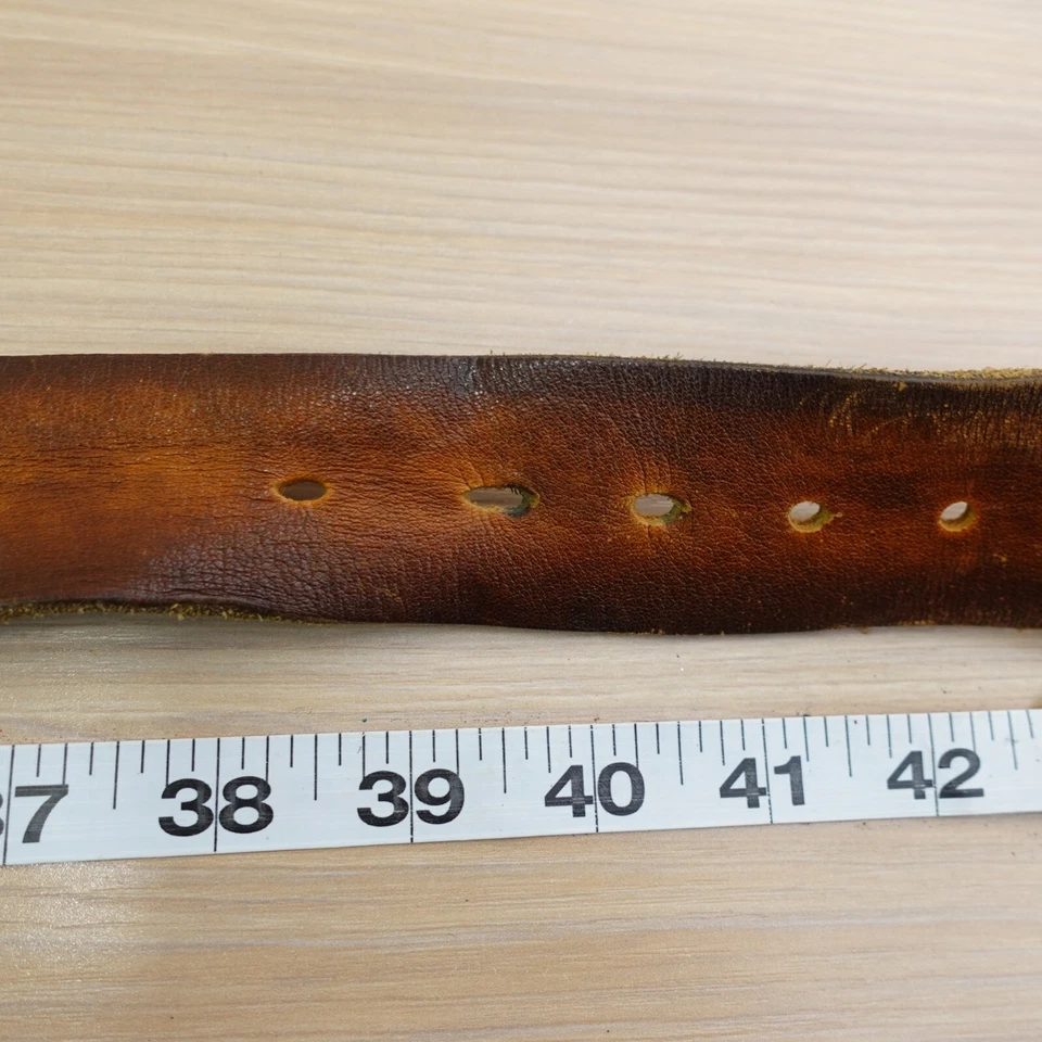 Cinturón Levis Straus Co Años 70 De Colección Para Hombres 38 Bronceado Logo Latón Manchado a Mano Cuero Latigo Foto 4 de 4