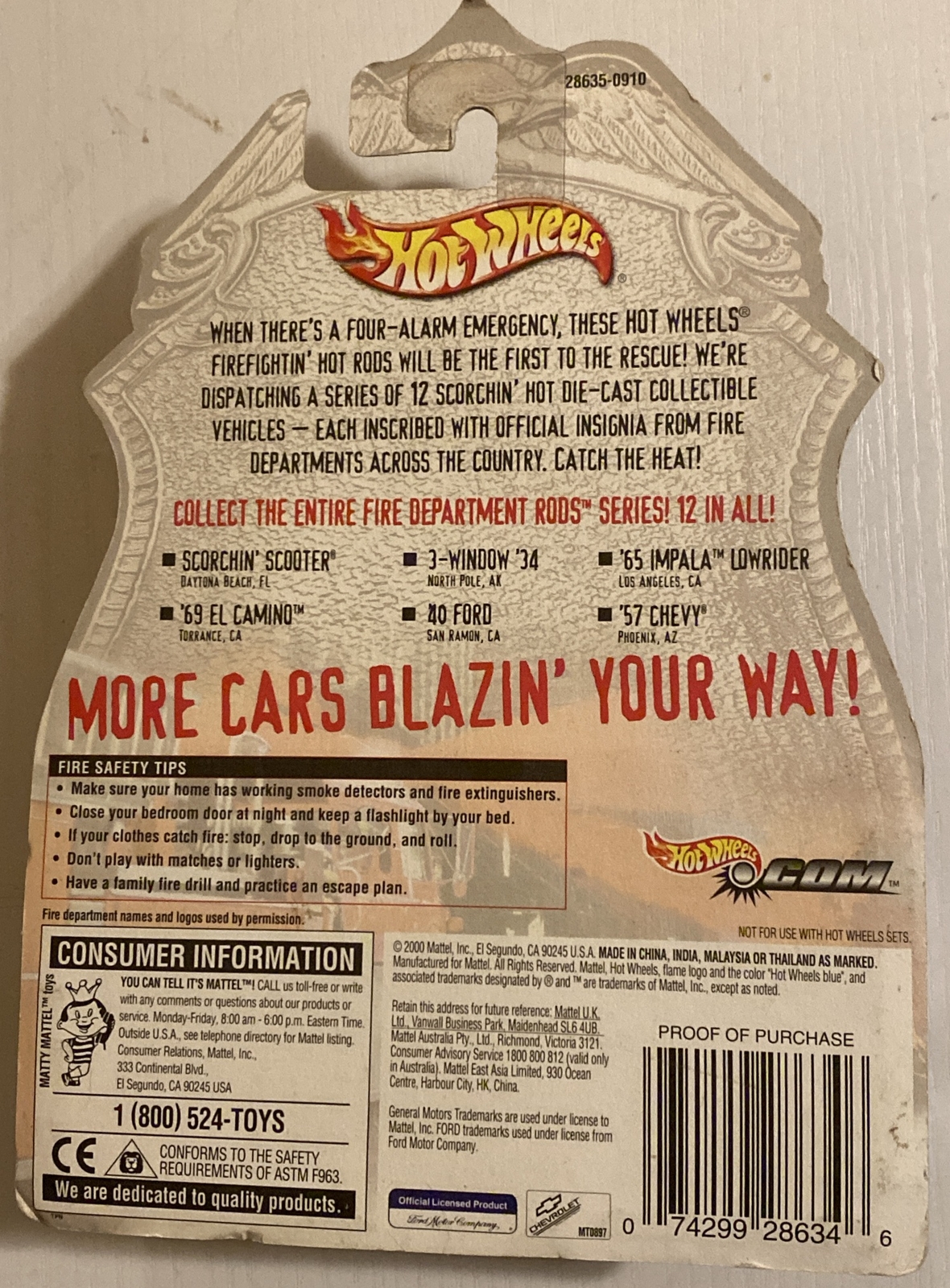 Hot Wheels Fire Department Fire Rods San Ramon CA ‘40 FORD DRAGSTER Series 1