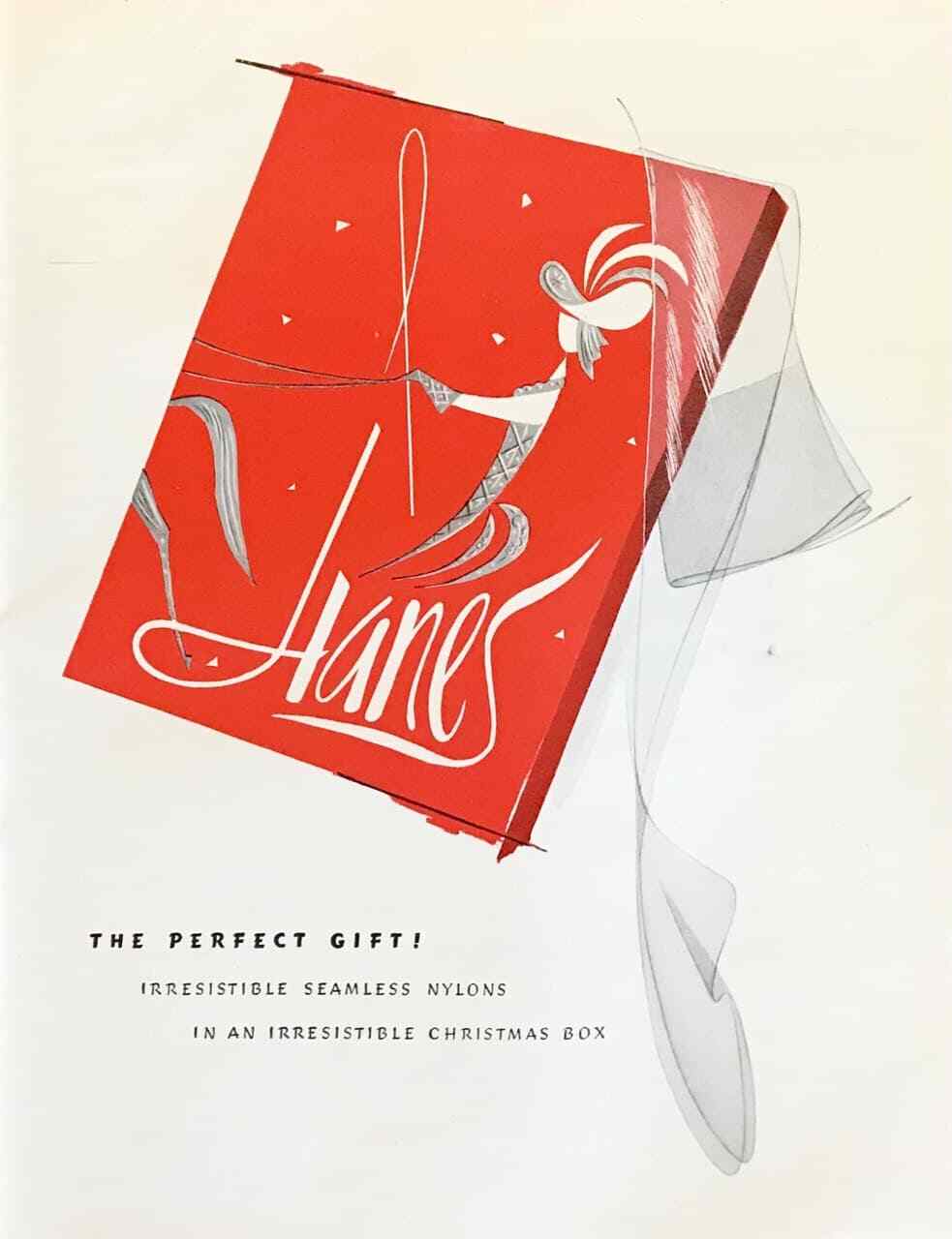 1960 Hanes Seamless Nylons PRINT AD The Perfect Gift! Irresi