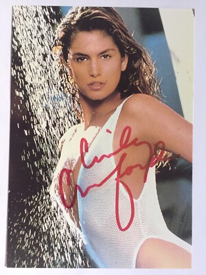 Cindy Crawford signiert Karte Original Model Signatur Unterschrift Autogramm