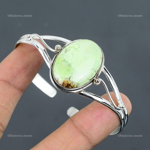 Valentines Sale Lemon Chrysoprase Stone Anniversary Bangle Jewelry 925 Silver - Picture 4 of 6