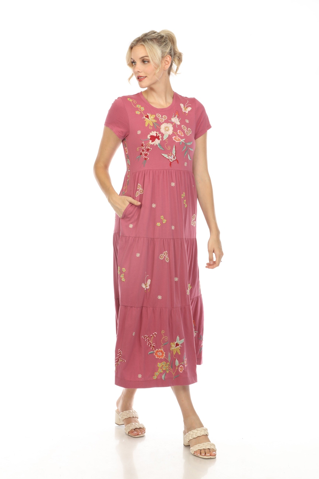 Maxi Vestido Johnny Was JWLA Violeta Suki Manga Gorra Tejido Boho Chic J38623