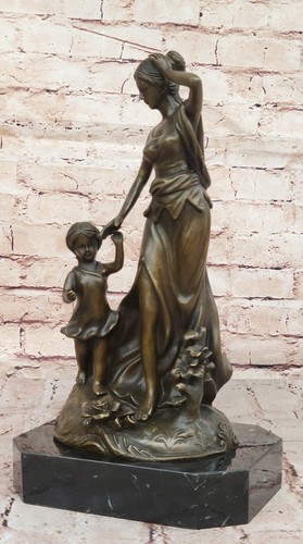 Mothers Day Gift Mother and Child Genuine Bronze Lost Wax Method Sculpture DEAL - Picture 4 of 10