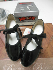 Tap shoes Girls 3W Ribbon tie Danshuz Style 512 Patent Black