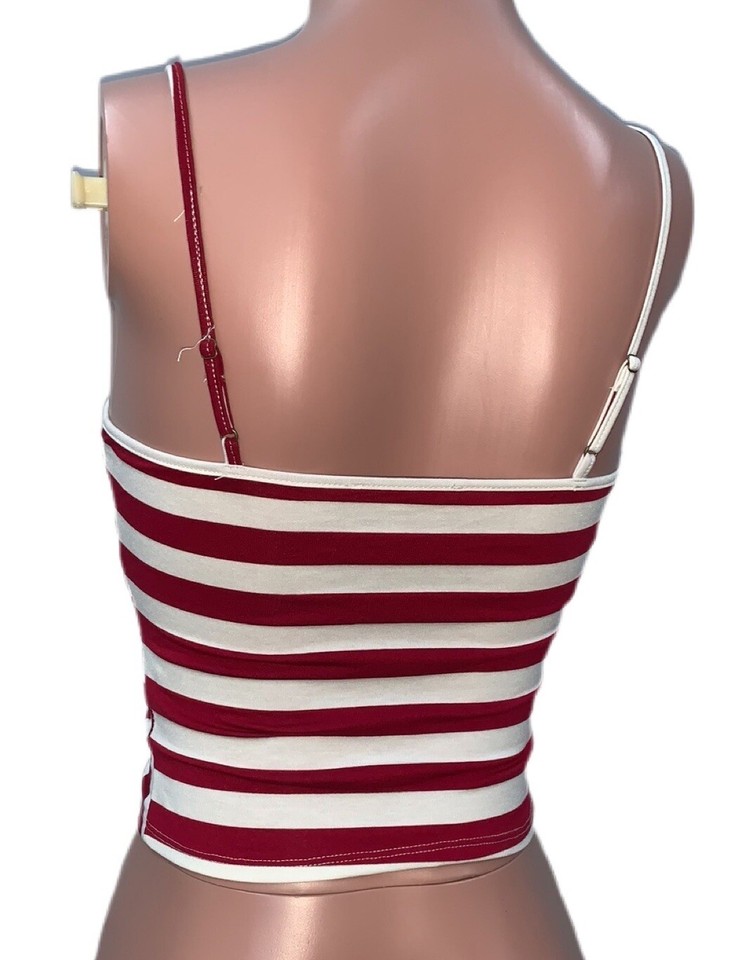 Sexy red, white & blue Flag Drawstring front crop cleavage top new ...