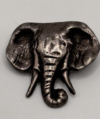 Sterling Silver Elephant Brooch Vintage Handmade Artist Unique