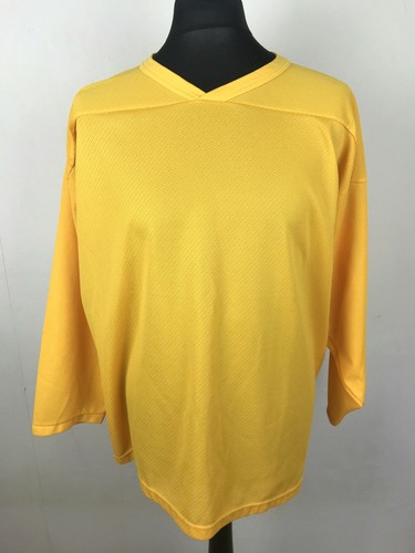 CCM Air-Knit Yellow Blank Hockey Jersey Men's Size L Made in Canada Hockey Shirt - Picture 3 of 12