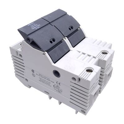 Wohner 31921 Fuse Holder, Class J, 2-Pole, 60A, 600VAC/DC, DIN Rail, 14-1/0 AWG