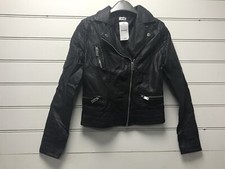 Pimkie Ladies Black Faux Leather Biker Jacket Size 6