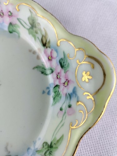 Vintage OPCO Syracuse China Romantic Pink Flowers Gold Gilded Dish Plate Handles - Picture 3 of 8