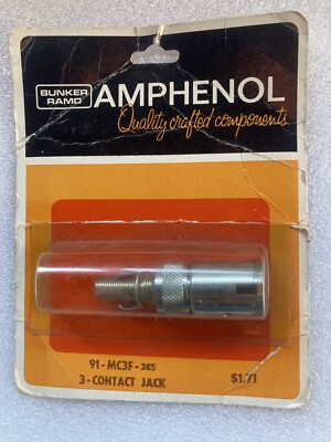 AMPHENOL 91-MC3F Microphone 3 PIN Female Cable Connector NOS