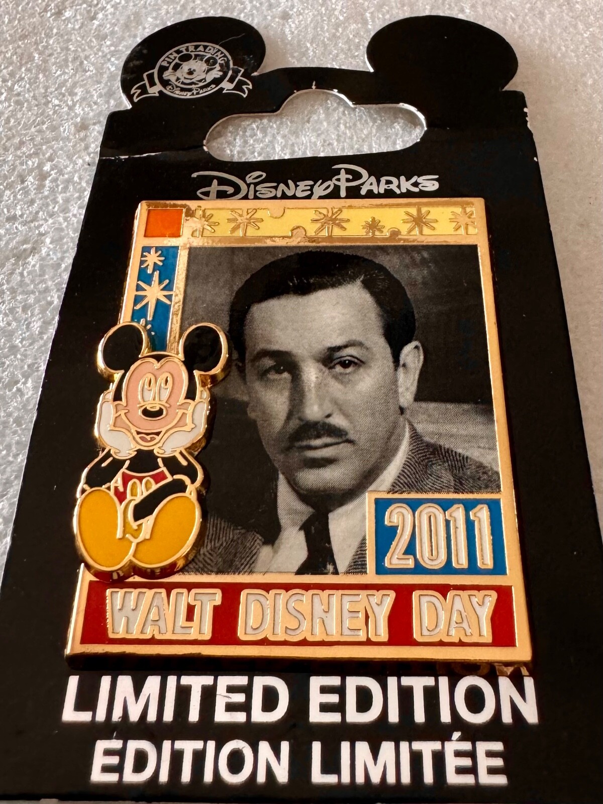 Disney Pin 87245 Walt Disney Day 2011 Mickey & Walt Pin-on-Pin Limited Edition