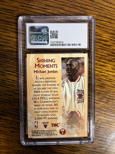 1996-97 Topps Stadium Club - Shining Moments #SM 2 Michael Jordan CSG 8!! - Foto 2 di 2