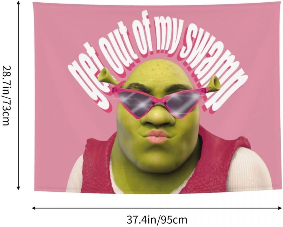 Shrek Get Out of My Swamp Meme Funny Wall Tapestry